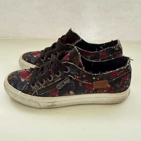 Blowfish Malibu Floral Print Zip Lace Up Sneakers Sz 7 Distressed Rugged Skater - Picture 3 of 11
